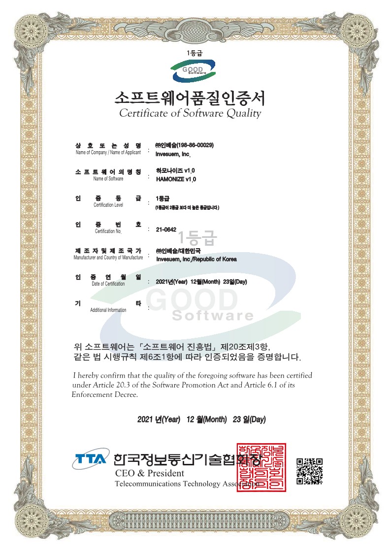 Hamonize GS Certificate